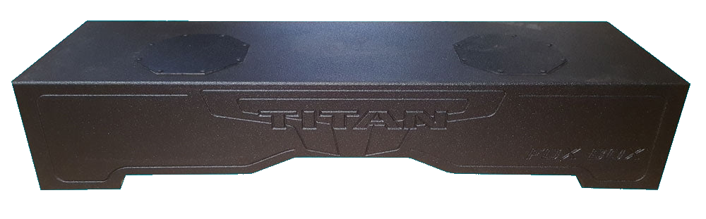 Fox Box enclosure with TITAN lettering across the front and two raised magnet-clearance caps on top