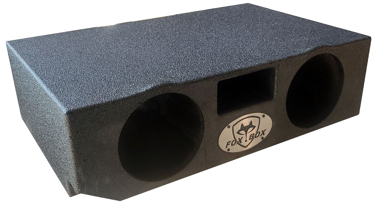 Fox Box subwoofer enclosure with two circular openings and a central rectangular port