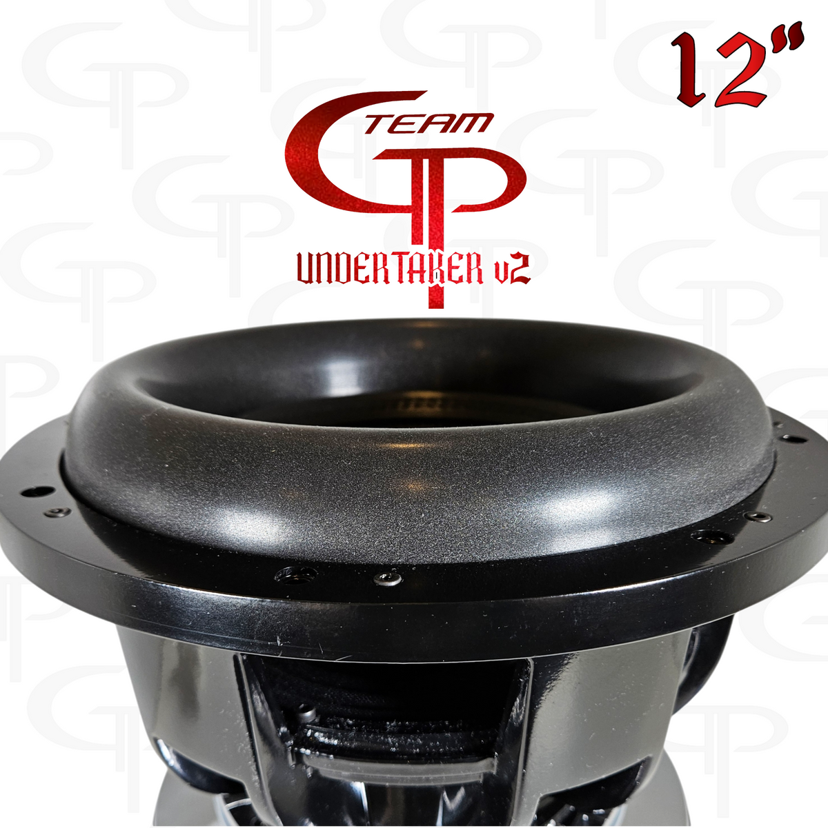 Team GP Undertaker v2 12-inch subwoofer close-up of the wide surround and upper basket