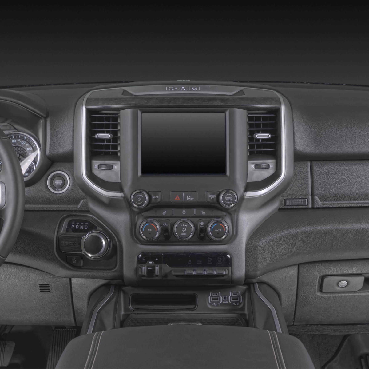 RAM 2019-2024 (with factory 8.4” screen & auto climate, excludes Classic models) — 107-CH6B