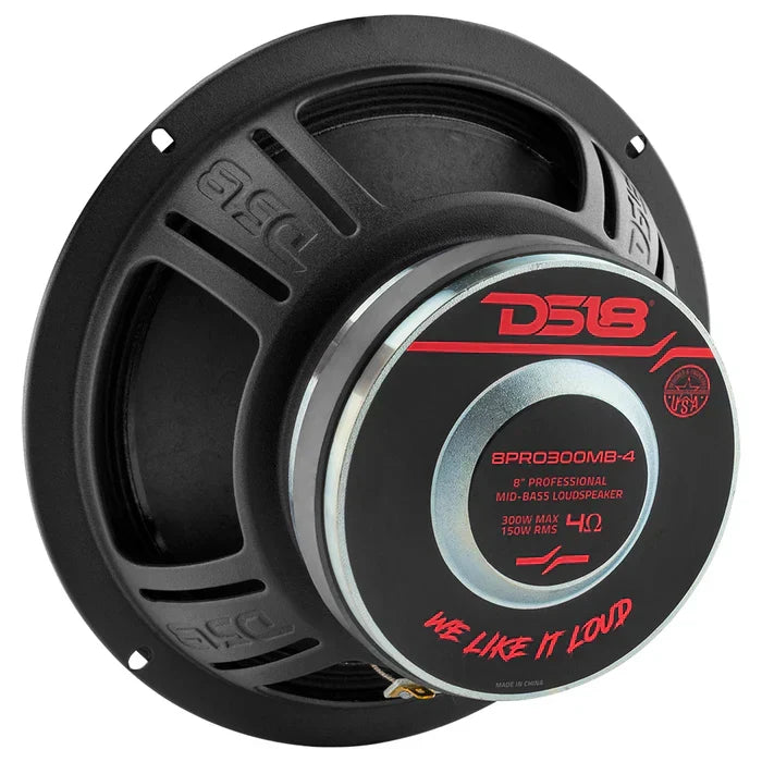 DS18 DS18 8PRO300MB-4 8" Mid-Bass Loudspeaker 300 Watts 4-Ohm (each) - Car Audio