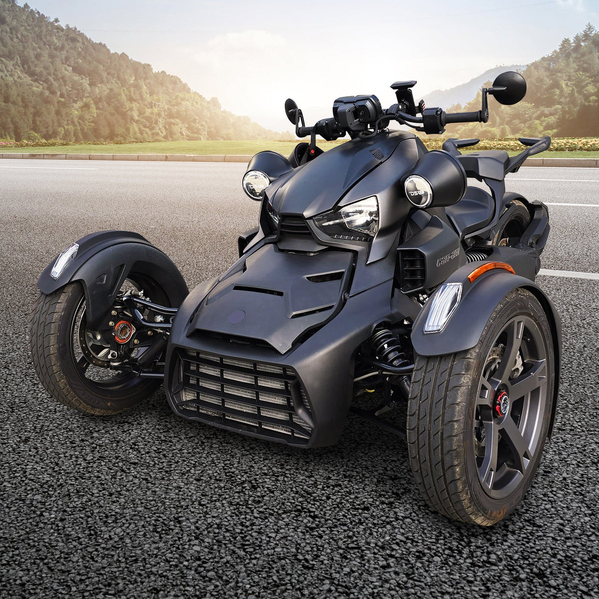 DS18 6.5" Loaded Flat Mount Speaker Pods with Amplifier, Installation Kit and Digital LED Lights, Package for Can-Am Spyder