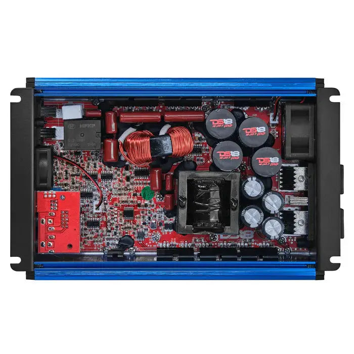 DS18 DS18 FRP-2.5K/BL FRP Compact Full-Range Class D 1-Channel Amplifier 2,500 Watts Rms @ 1-Ohm BLUE - Car Audio