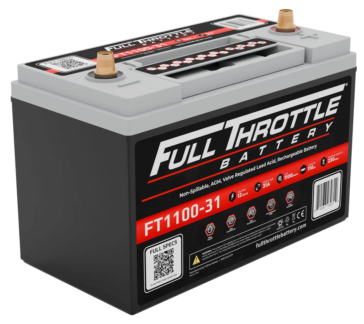 Full Throttle FT1100-31 battery - front three-quarter view