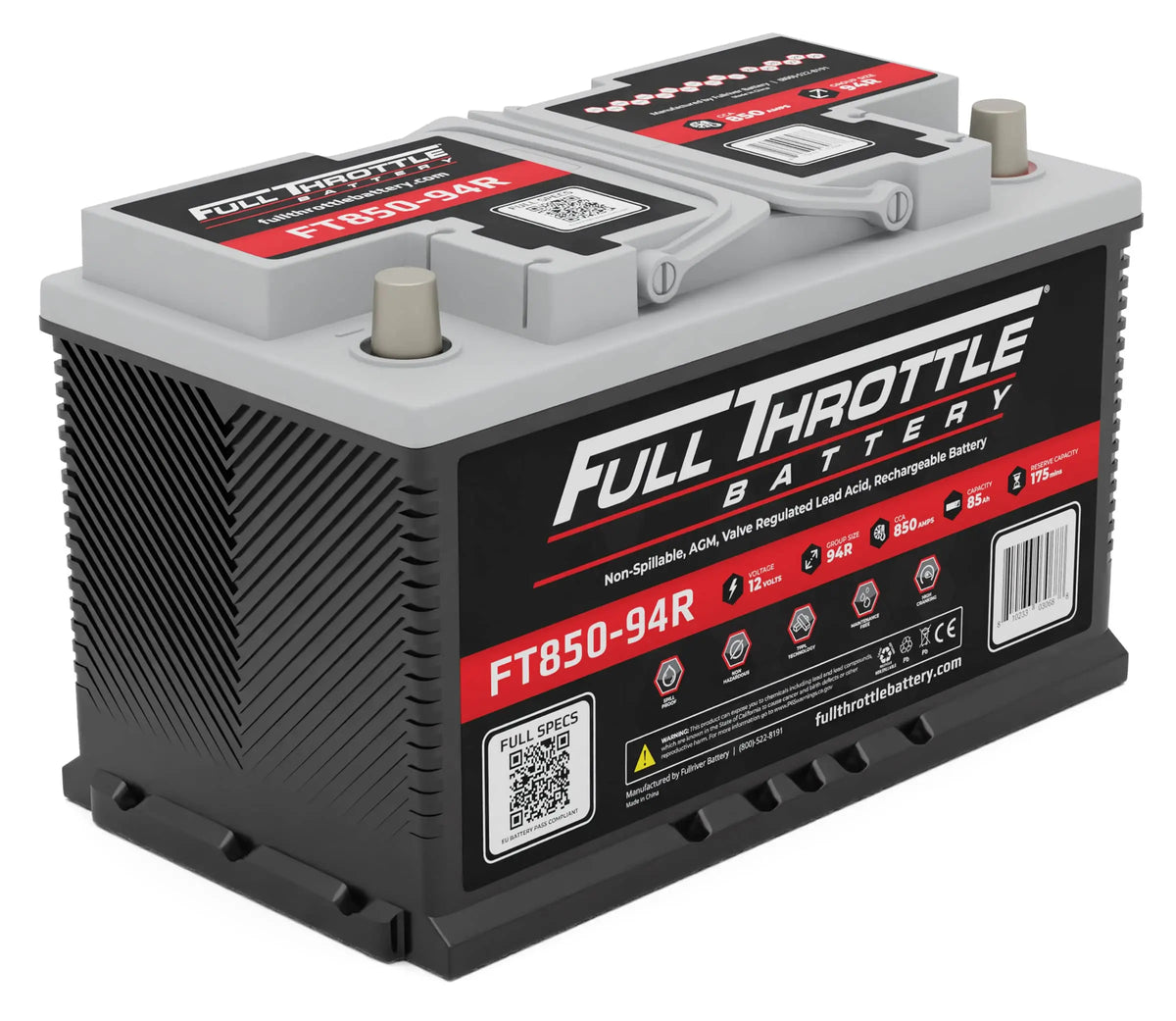 Full Throttle FT850-94R battery - front three-quarter view
