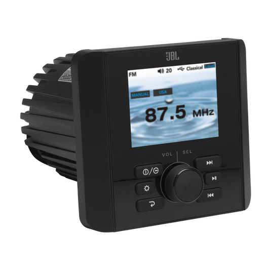 Black JBL JAM5000N marine receiver with color display and control knob