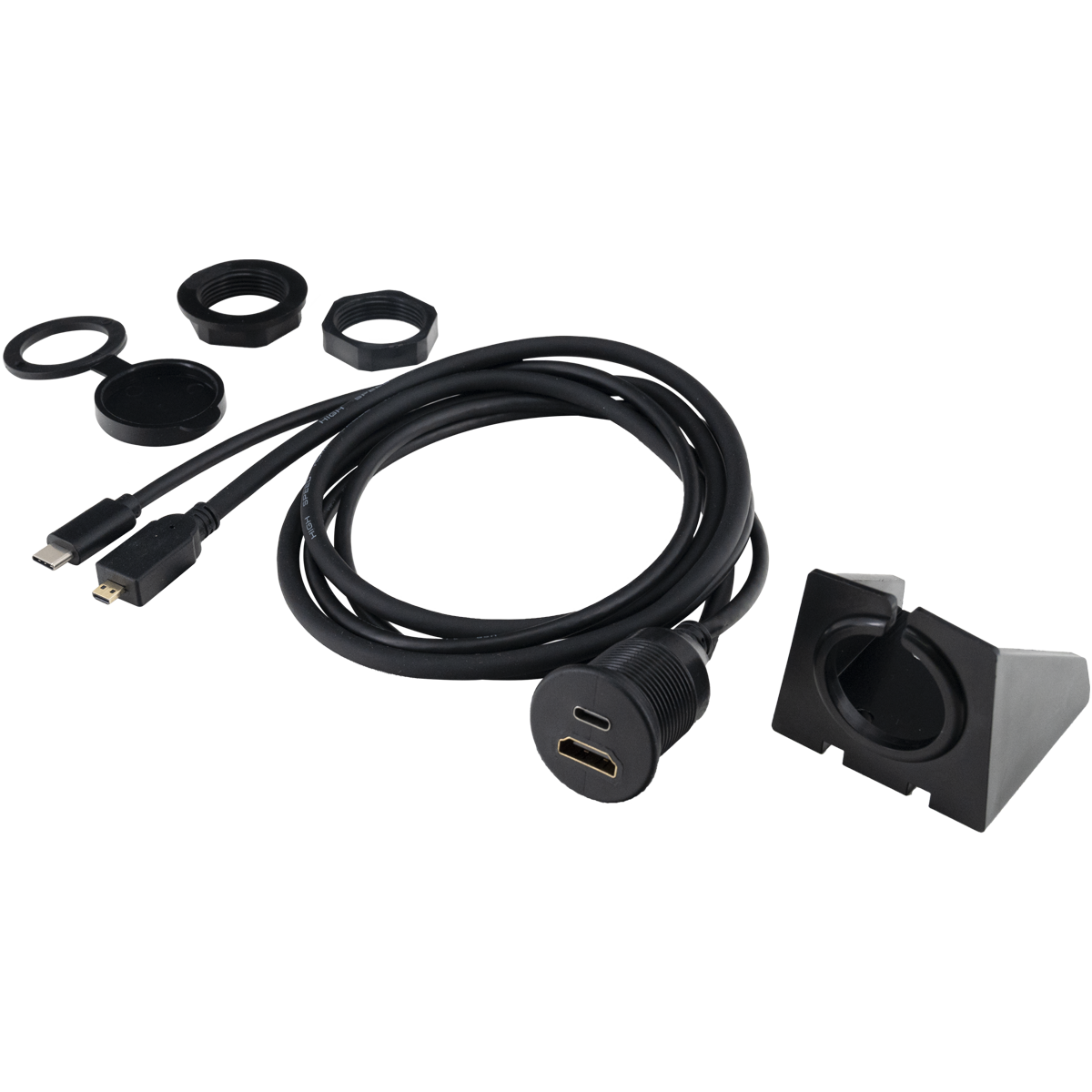 PAC MHDMIUSBC — 3 Foot USB-C / HDMI-D to USB-C / HDMI Extension Cable With Dash Mount Includes Rubber Cover