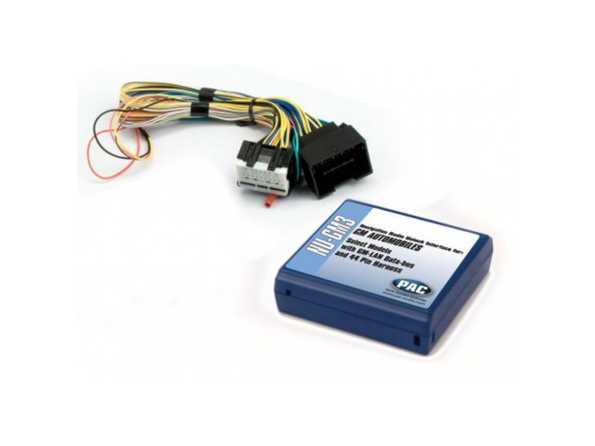 PAC NU-GM3 — NAVIGATION UNLOCK INTEGRATION INTERFACE FOR GM LAN 29 BIT VEHICLES WITH 44 PIN CONNECTOR DISCLAIMER: UNDER NO CIRCUMSTANCES