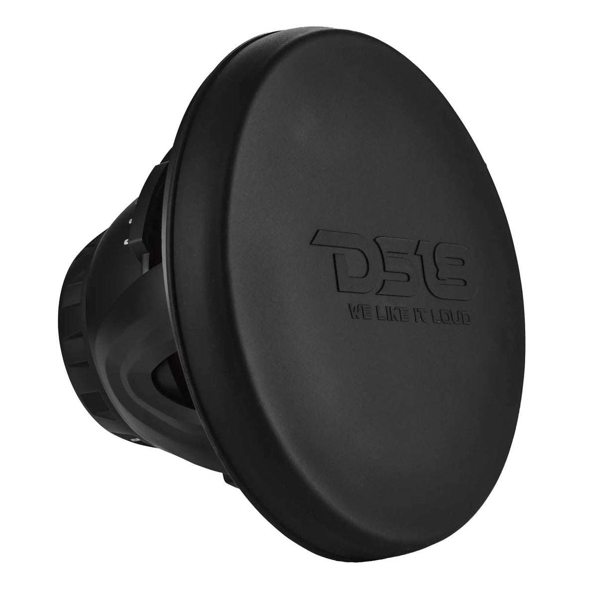Black DS18 protective cover fitted over a marine speaker