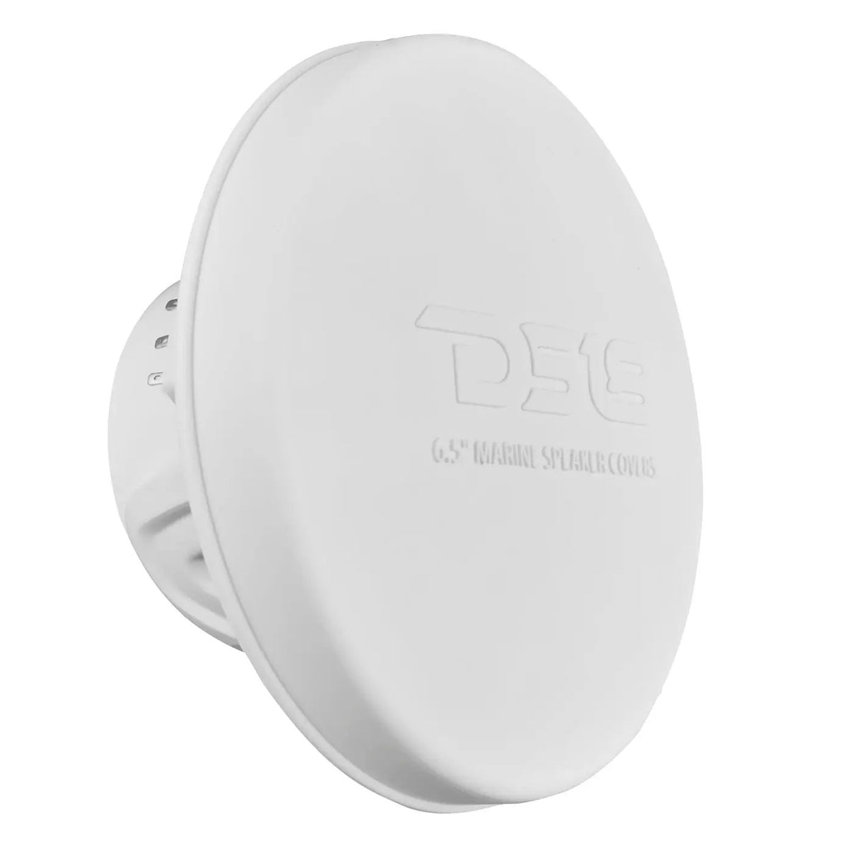 White DS18 protective cover fitted over a marine speaker