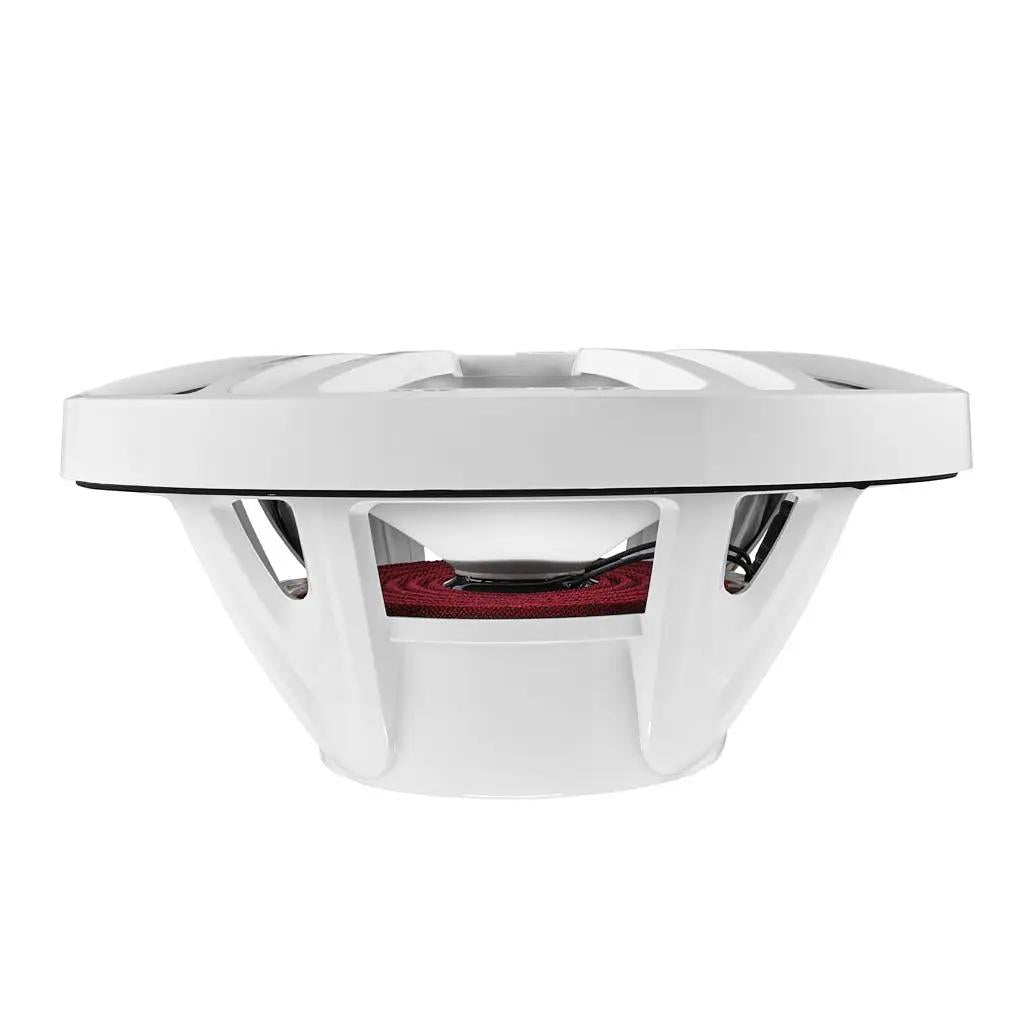 White oval speaker with an open basket, side view