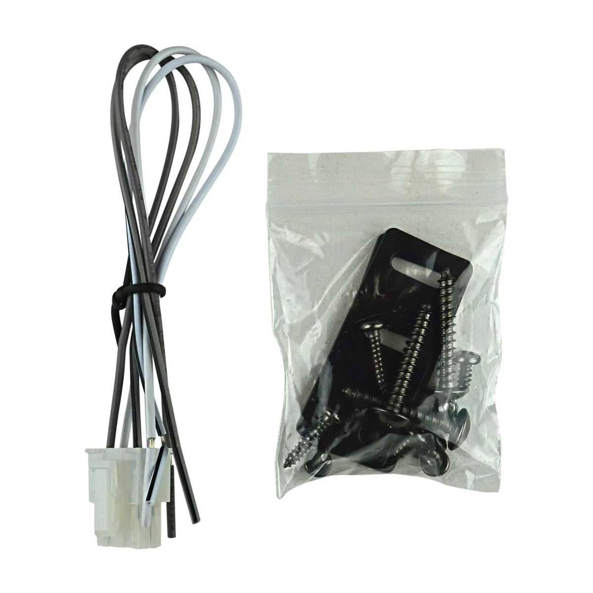 Subwoofer wiring harness, mounting brackets and bag of screws