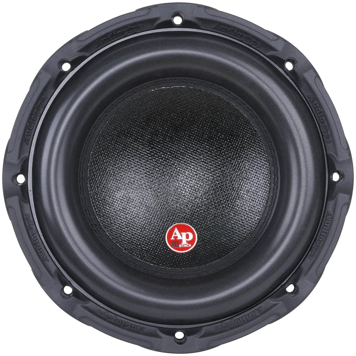 Audiopipe II Stack subwoofer with a black woven-texture cone, front view
