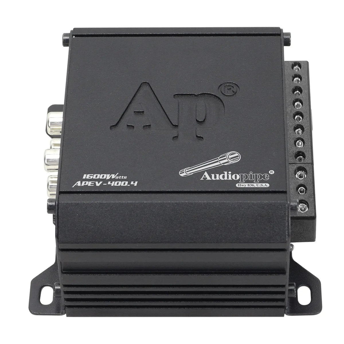 Audiopipe APEV-400.4 amplifier, angled top view