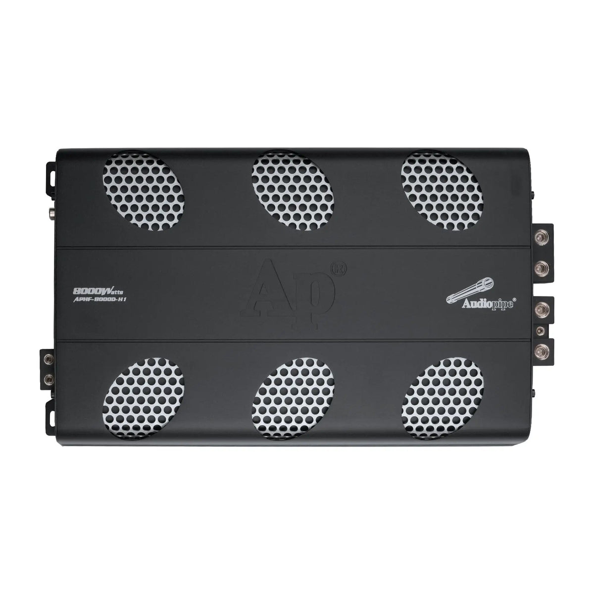 Audiopipe APHF-8000D-H1 amplifier labeled 8000 Watts, top view