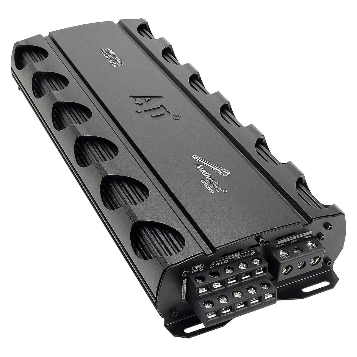 Audiopipe APMQ-56125 amplifier, angled terminal view