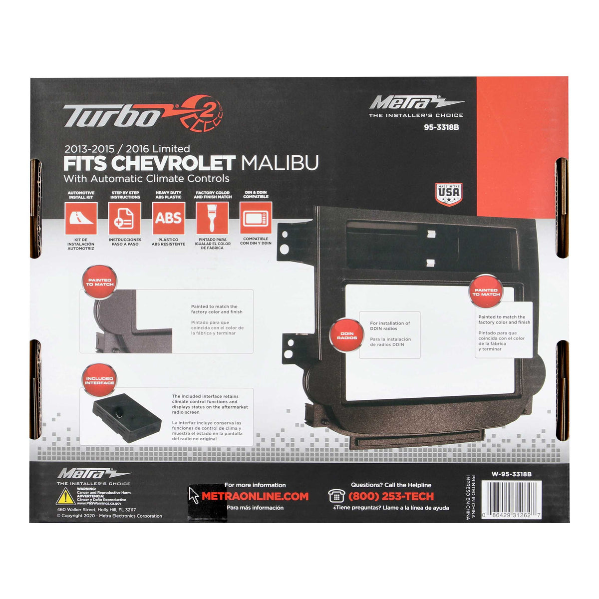 Chevy Malibu 2013-2015 | Malibu Limited 2016 (with auto climate controls) — 95-3318B