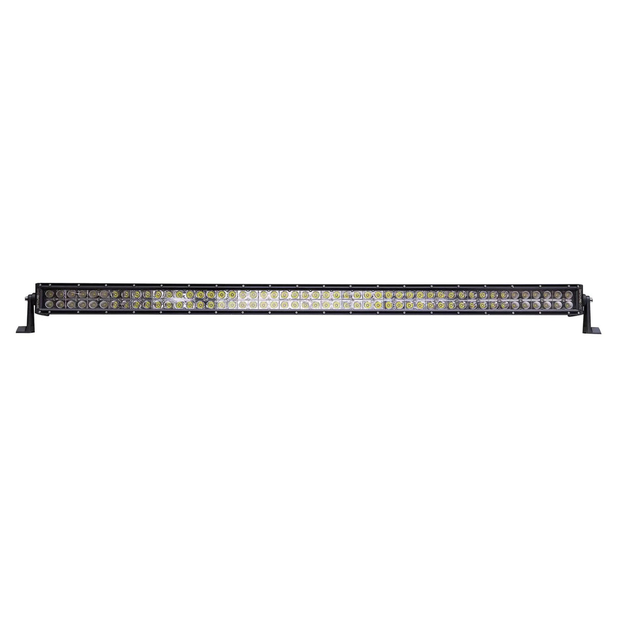Straight dual-row LED light bar with end mounting feet, front view