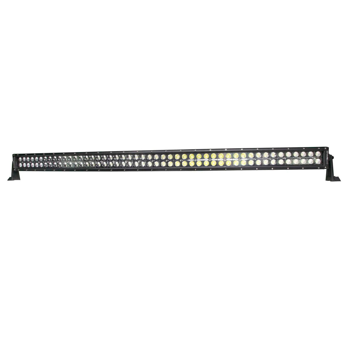 Curved dual-row LED light bar with mounting feet, front view