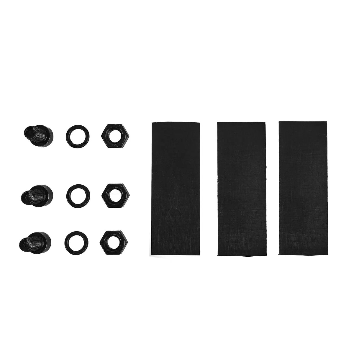 DS18 soundbar mounting hardware with three bolts, washers, nuts and rubber pads