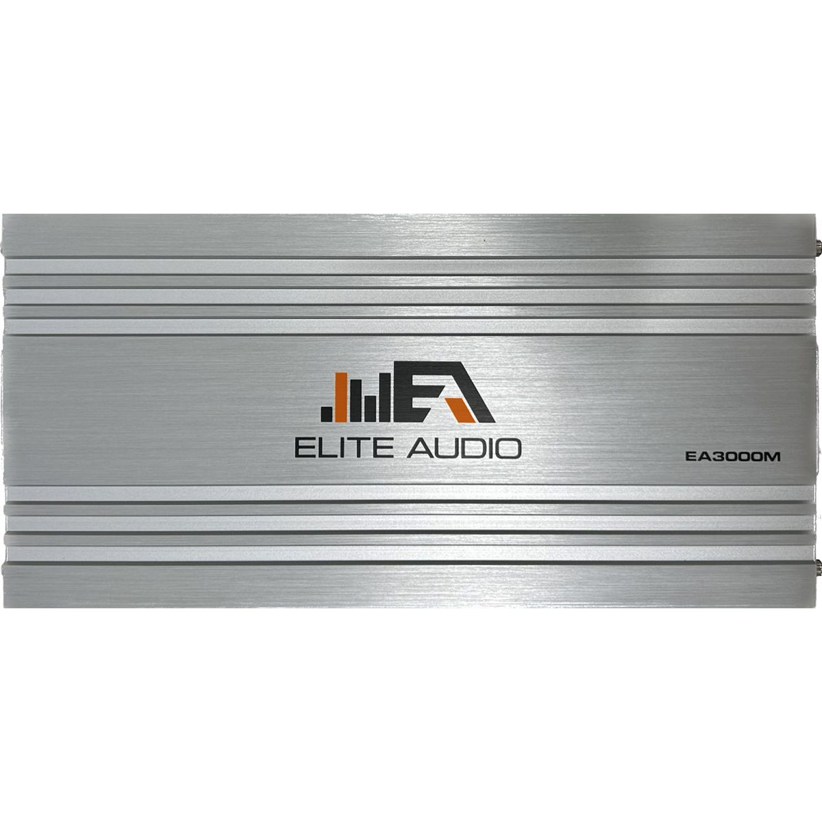 Elite Audio EA3000M amplifier top view with silver ribbed cover