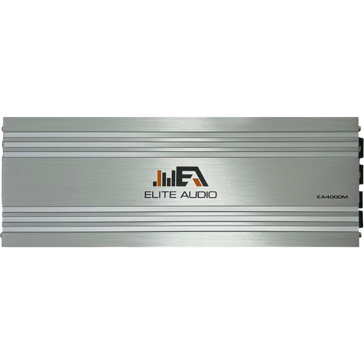 Elite Audio EA4000M amplifier top view with silver housing