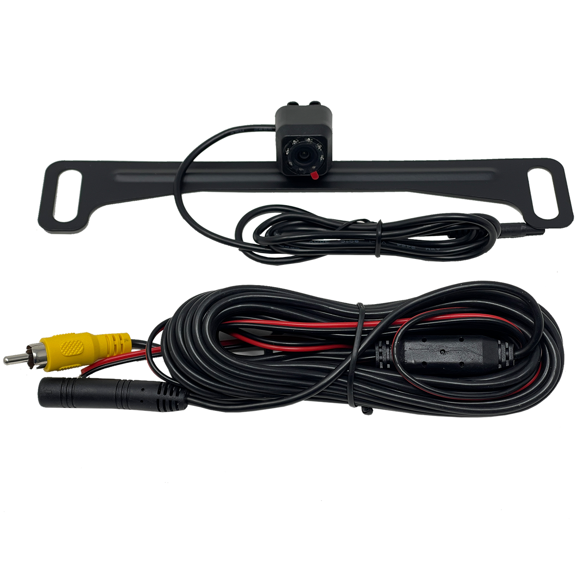 Bar-mounted backup camera with coiled video and power cables