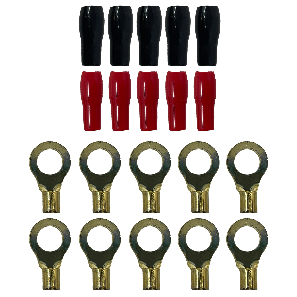 Elite Audio EA-RT14GA 10-Pack 14 Gauge Gold Plated Ring Terminals with Sleeves