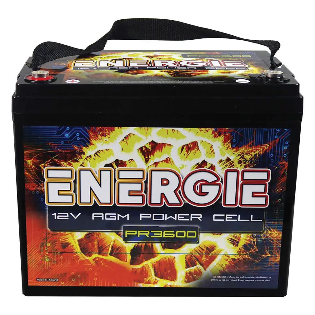 Energie PR3600 12V AGM battery, front view