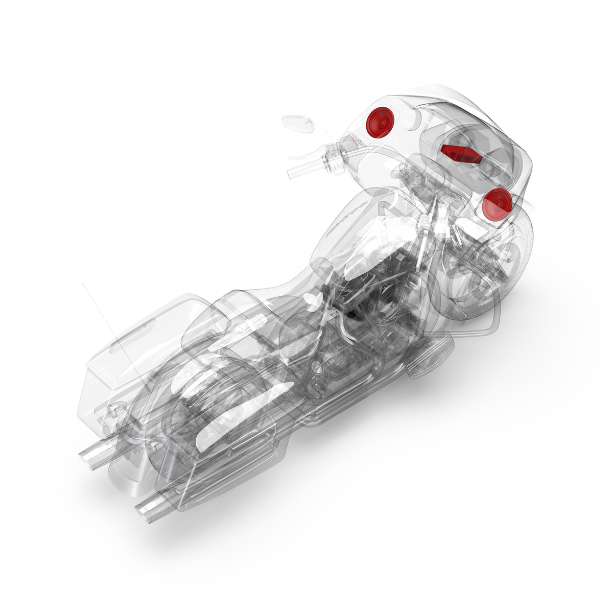 3D Installation View of Components on a Road Glide