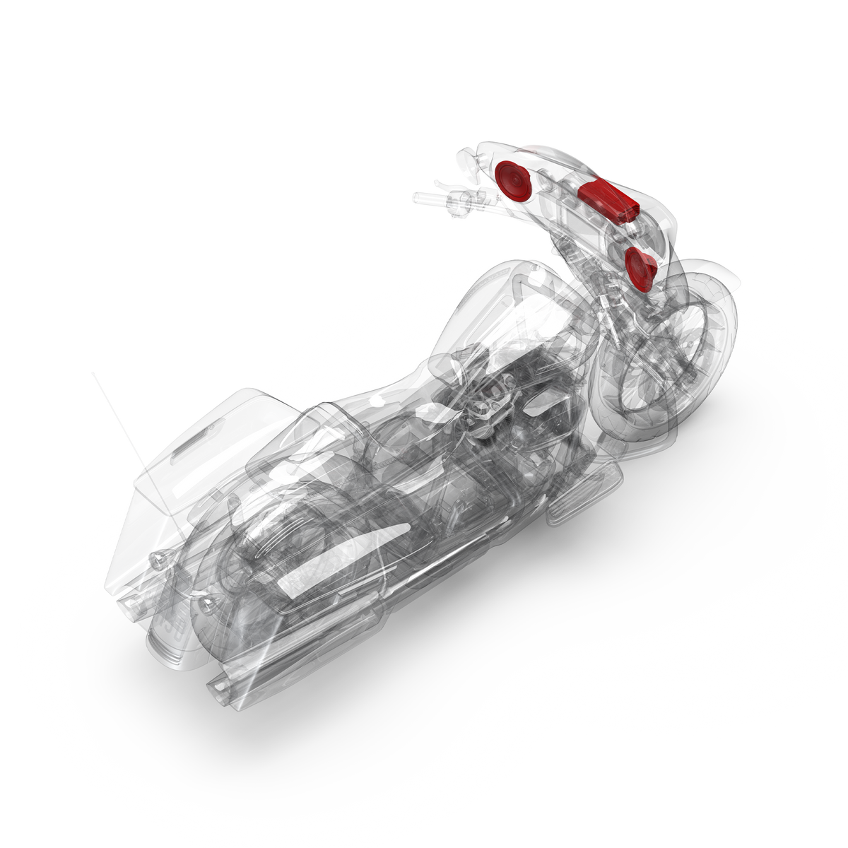 3D Installation View of Components on a Street Glide