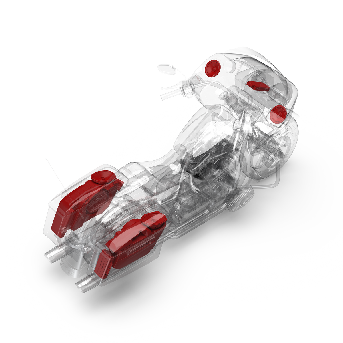 3D Installation View of Components on a Road Glide