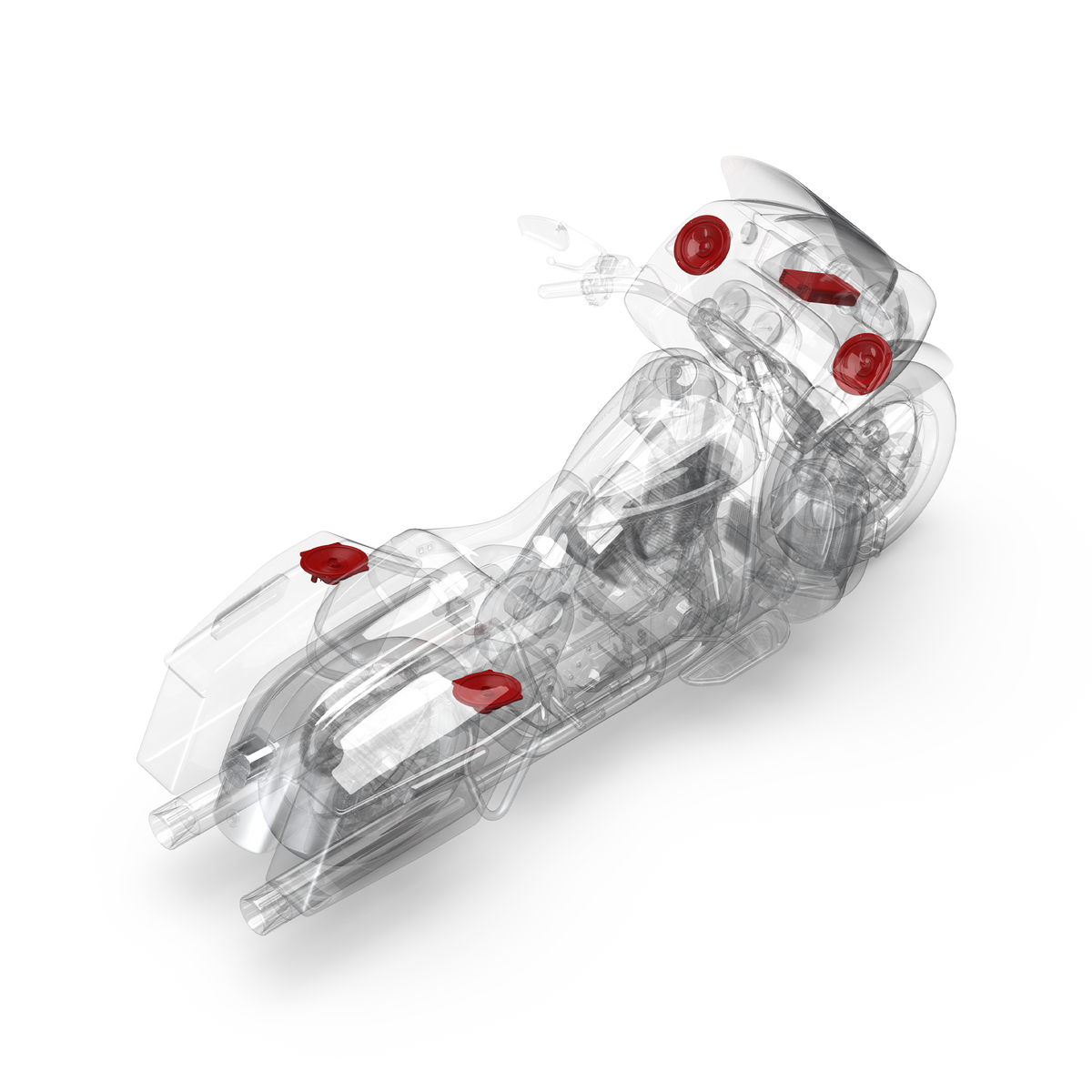 3D Installation View of Components on a Road Glide