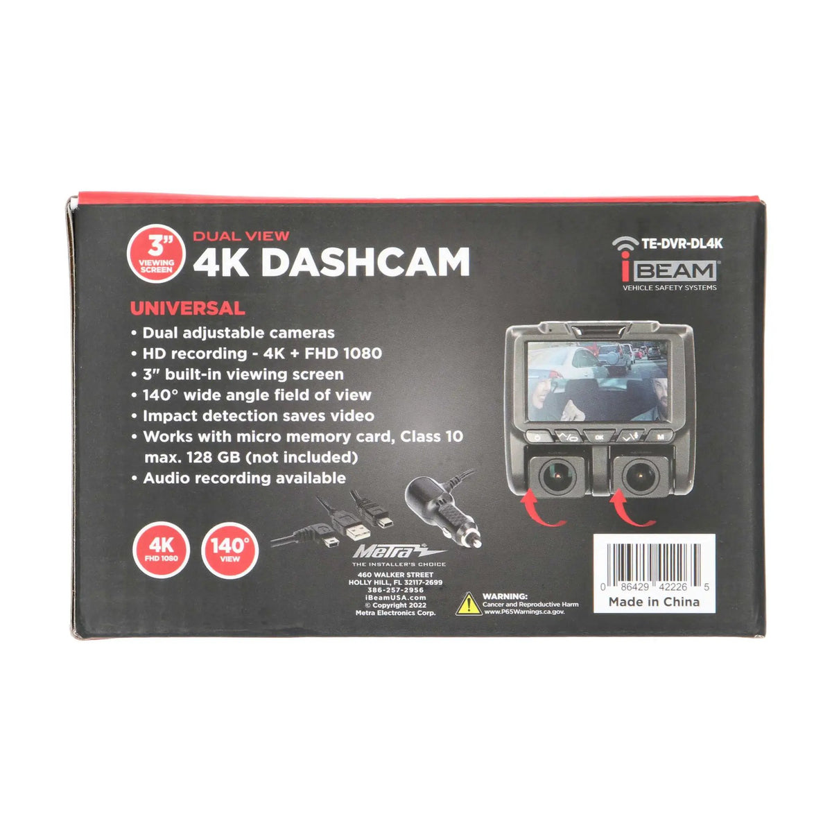 iBEAM TE-DVR-DL4K retail packaging rear panel