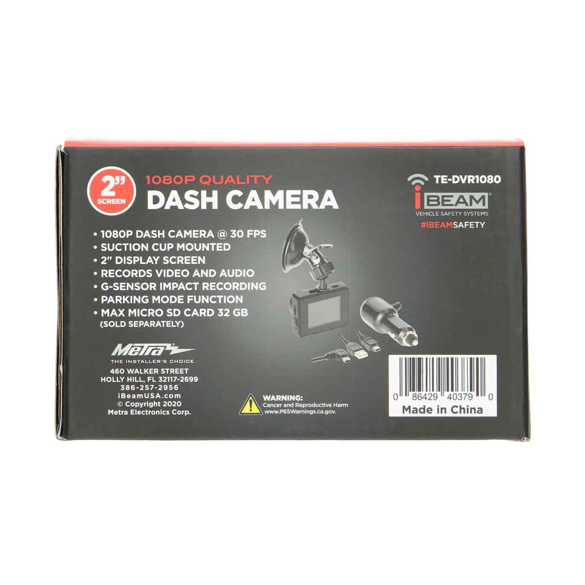 iBEAM TE-DVR1080 retail packaging rear panel