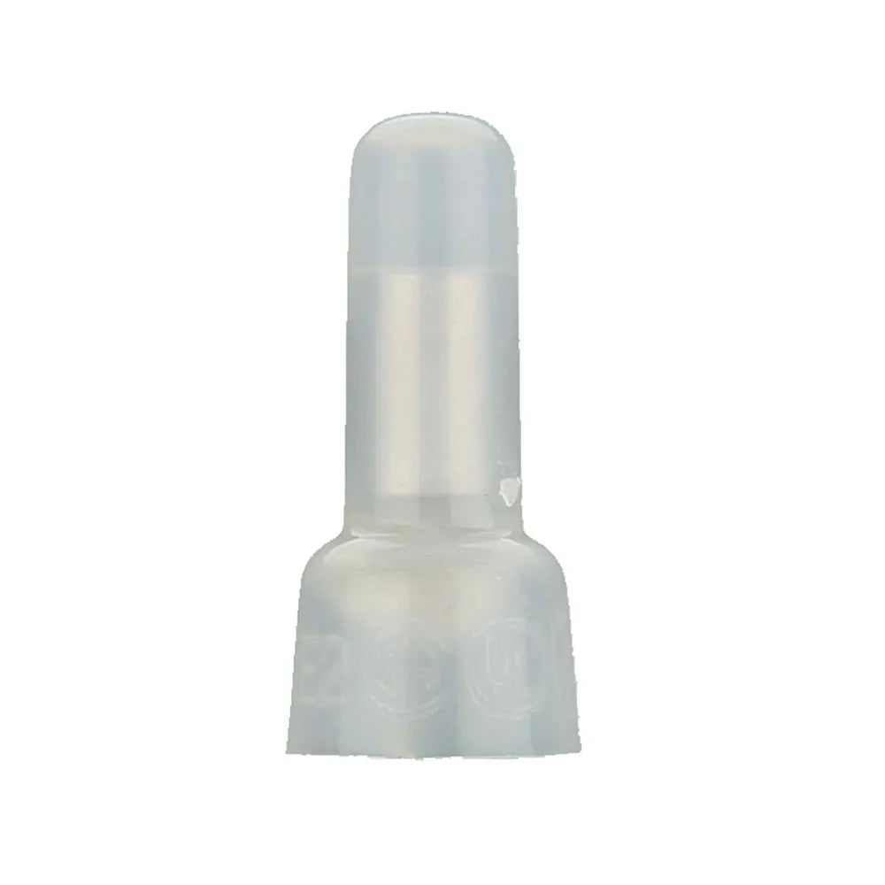 Single translucent long-neck crimp cap with its internal metal sleeve visible