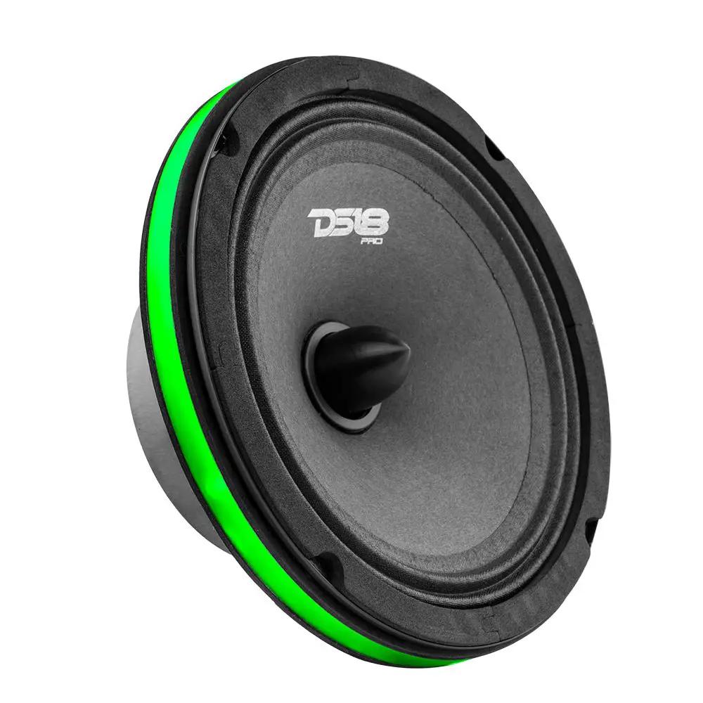 Green illuminated speaker ring shown fitted behind a DS18 speaker