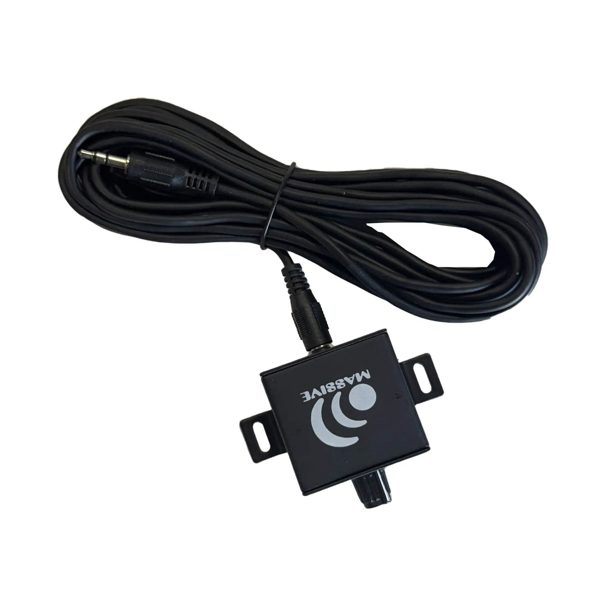 Massive Audio wired remote level control with mounting tabs and a coiled cable