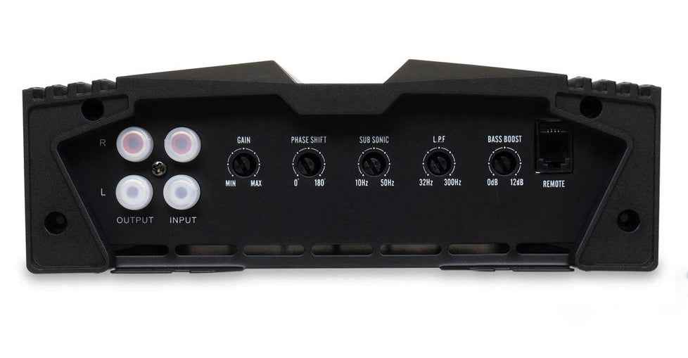 Power Acoustik OD1-1500 RCA connections and adjustment controls