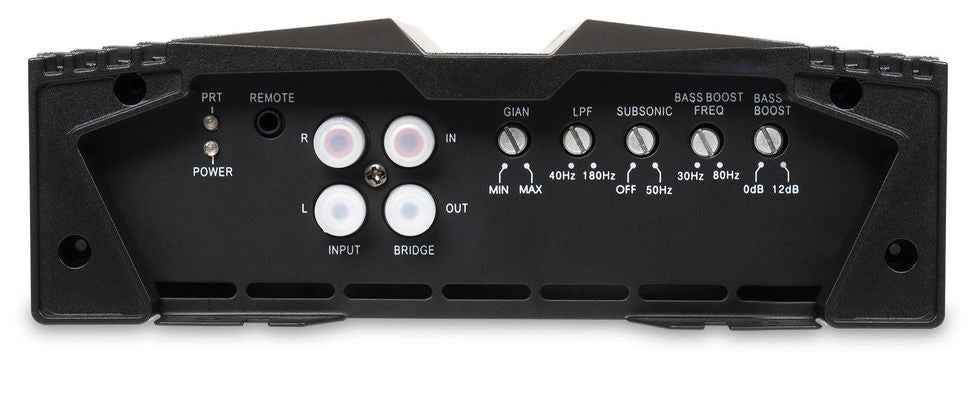 Power Acoustik OD1-3500D RCA connections and adjustment controls