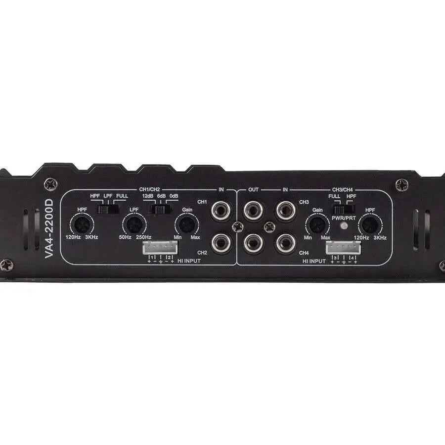 Power Acoustik VA4-2200D RCA connections and adjustment controls