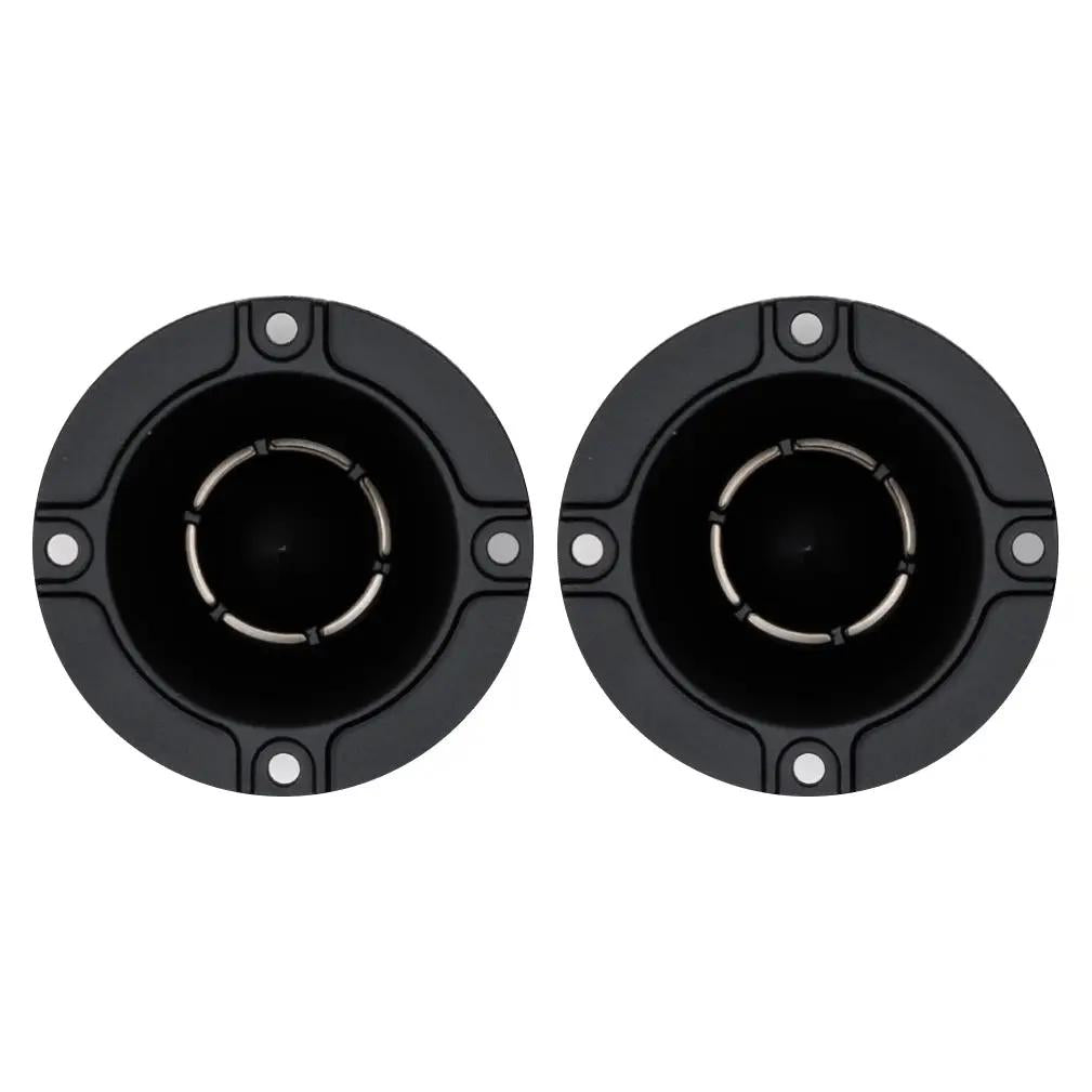 Front view of two black horn tweeters