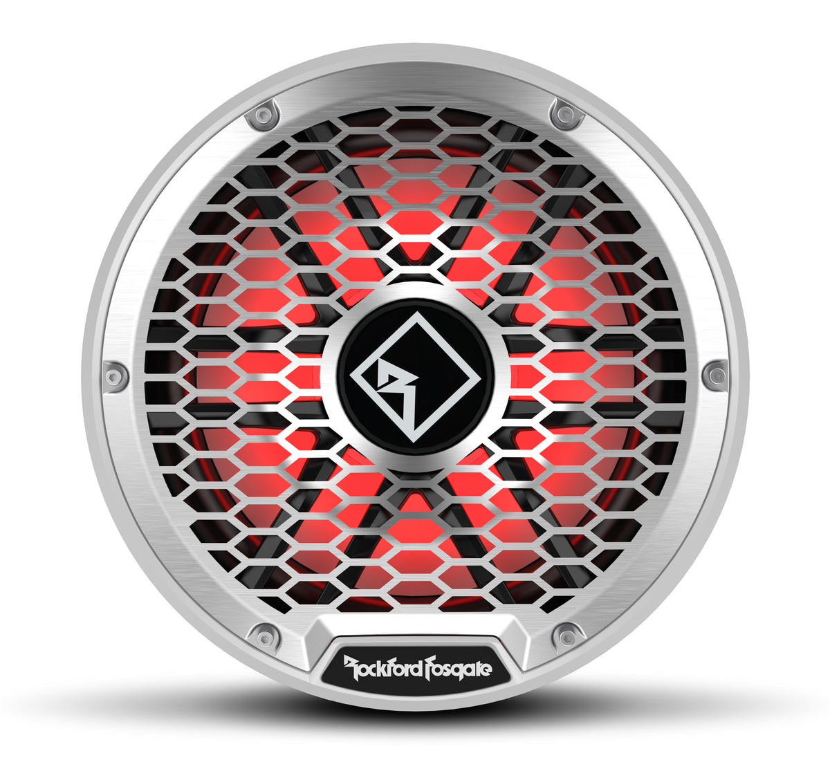 Rockford Fosgate M2D4-12S stainless-steel grille view