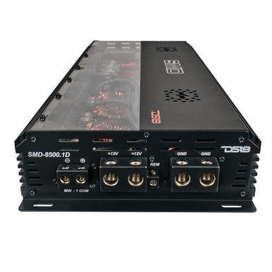 Steve Meade Designs SMD-8500.1D amplifier, right-side view