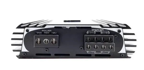 VFL Audio Stealth 500.4 amplifier power and speaker terminal panel.