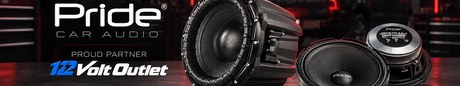 Pride Audio brand banner at 12 Volt Outlet