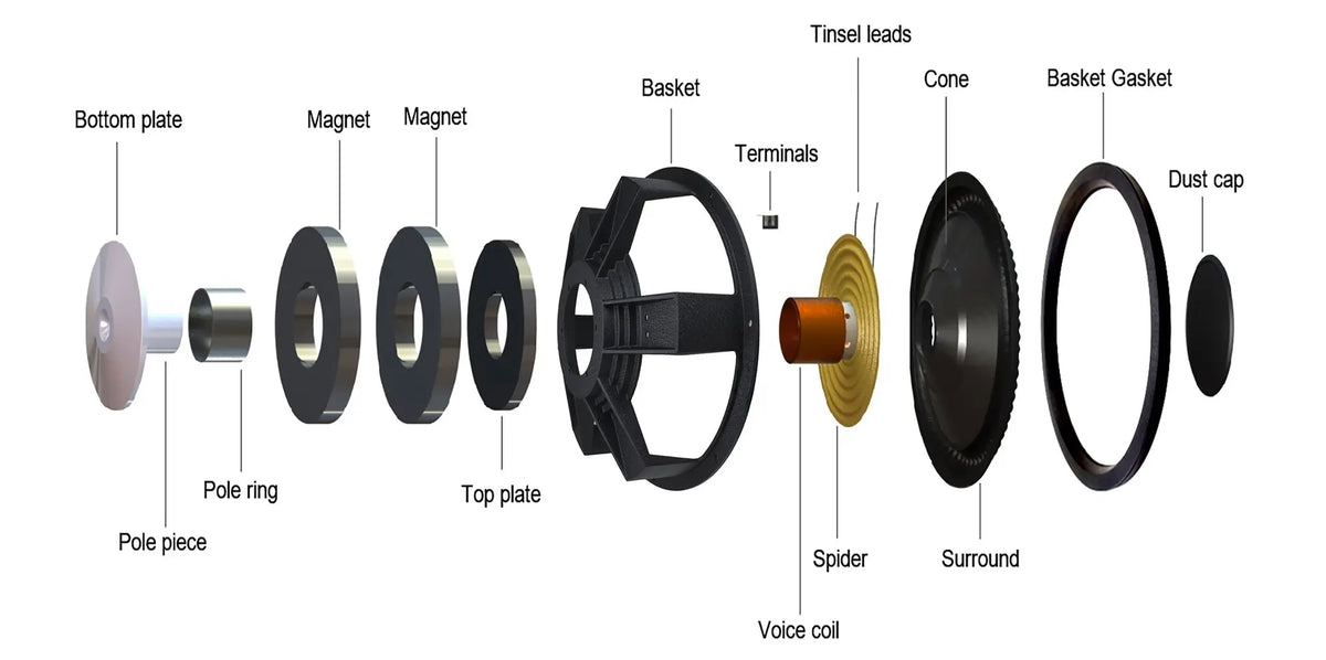 Subwoofer Anatomy, Part One: Cone, Surround, Dust Cap, Basket and Terminals