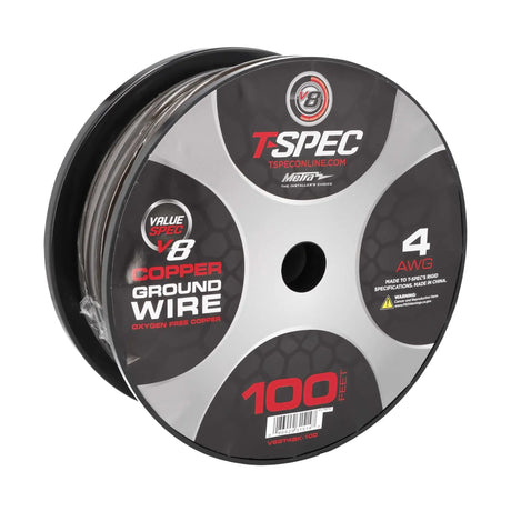 Angled T-Spec copper ground-wire spool marked 4 AWG and 100 feet