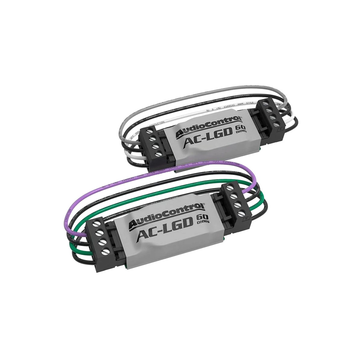 Two AudioControl AC-LGD 60 audio components on a white background