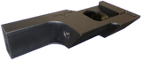 Rear angled view of a Fox Box enclosure showing one round speaker opening and a terminal cup